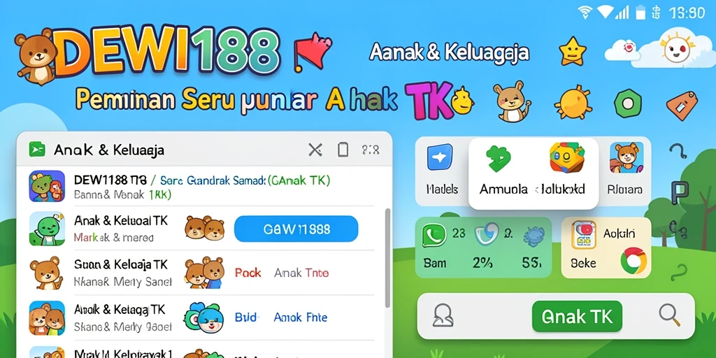 Tampilan antarmuka aplikasi DEWI188 yang menarik dan edukatif untuk anak-anak.