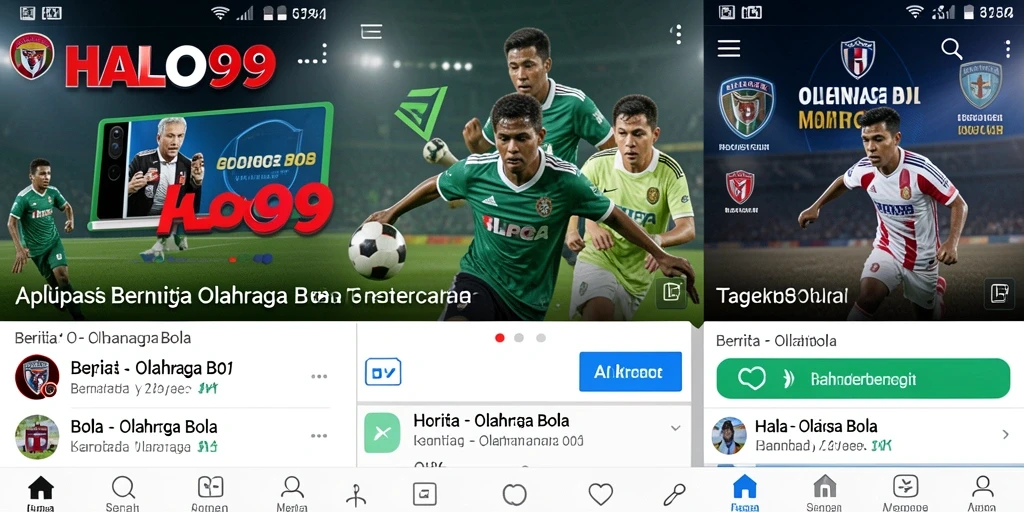 Tampilan antarmuka HALO99 dengan berbagai fitur Olahraga Bola.
