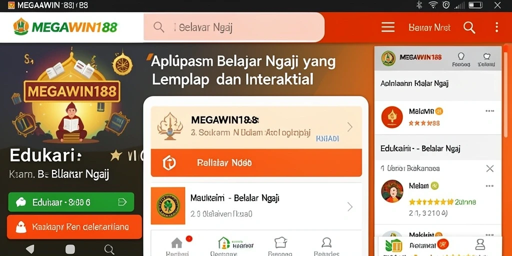 Tampilan tampak antarmuka aplikasi MEGAWIN188 untuk belajar ngaji.