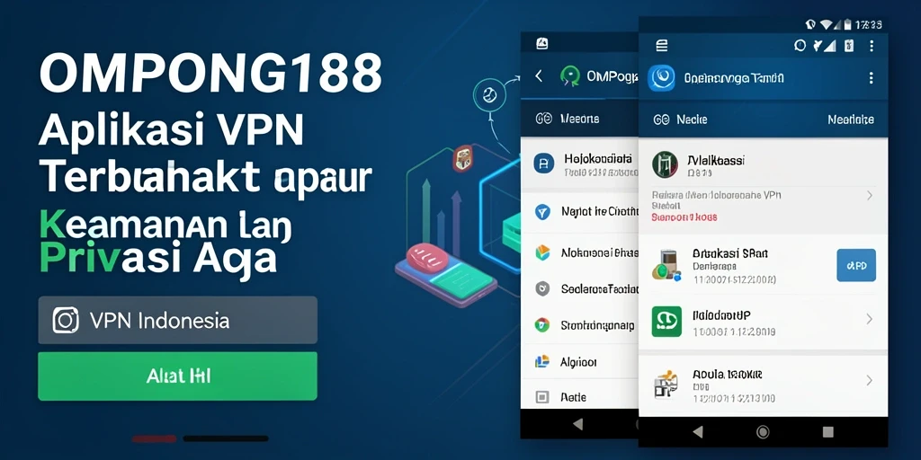 Tampilan antarmuka aplikasi OMPONG188 dengan fitur-fitur VPN yang menarik.