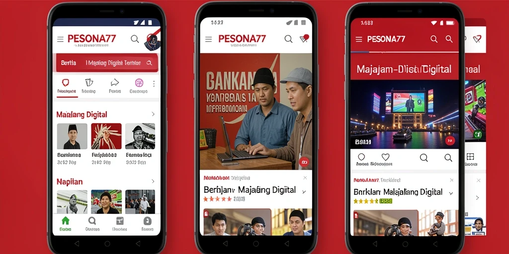 Antarmuka PESONA77 yang menarik dan modern untuk berita digital.
