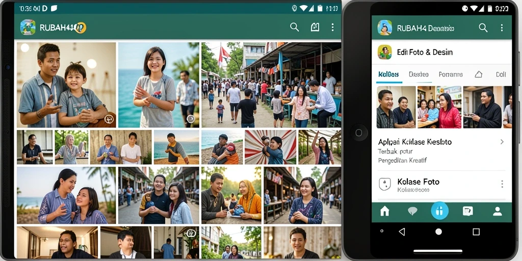 Antarmuka RUBAH4D menampilkan berbagai template kolase yang menarik dan mudah dipilih.